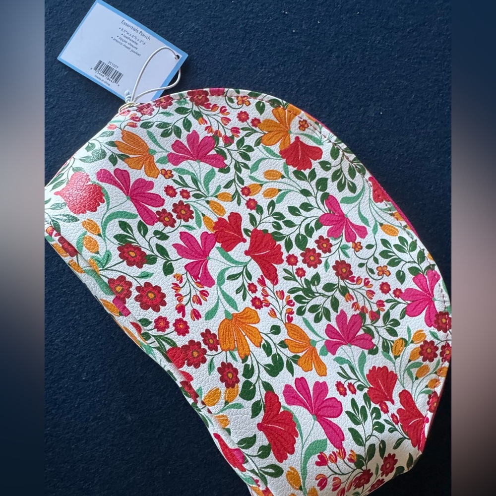 DRAPER JAMES Floral Print Cosmetic Bag w/ zipper closure!Easy clean,inner pocket